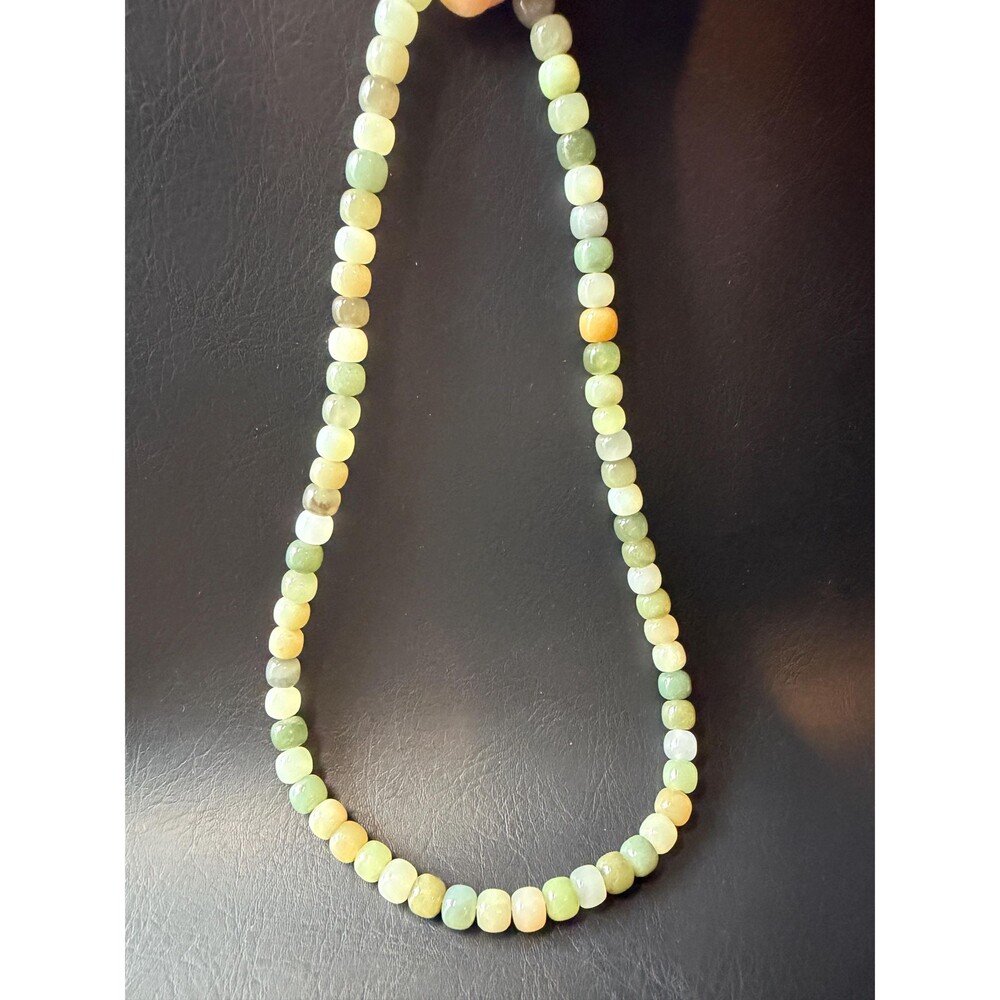 Certified Natural Jade Necklace Multicolor Barrel Beads Nephrite Long Strand